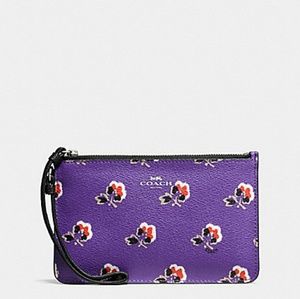 NWT Coach Purple Floral Wristlet